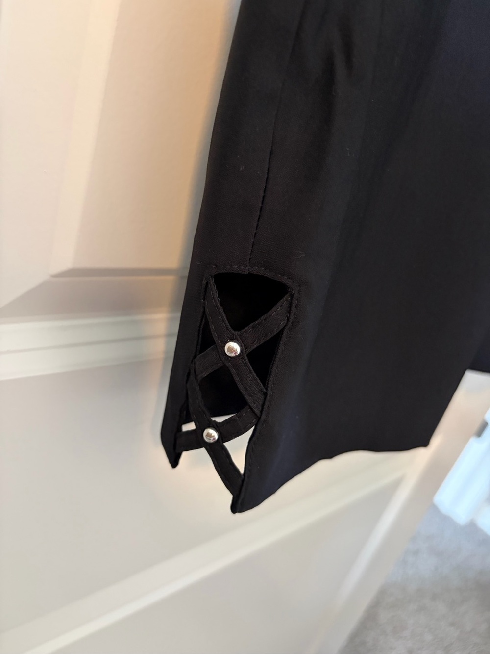 Counterparts Black Capris with Criss-cross Hem Detail